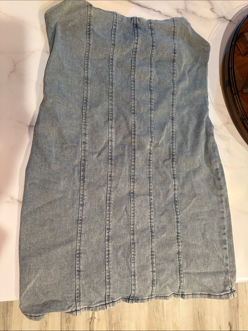 Denim Pencil Skirt in Light Blue-wore once for a Gig! Love it, just doesn’t fit